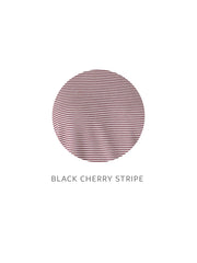 Burgundy and White stripe fabric swatch. Bamboo Cotton lightweight jersey fabric.
