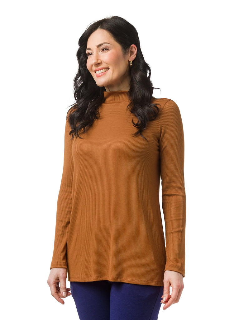 Ribbed Mock Neck, Made in Canada by Duffield Design, Lux Eco Clothing